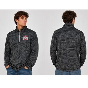 Scarlet‎ & Gray Ohio State Buckeyes Mens Small Gray Space Dye 1/4 Zip Pullover